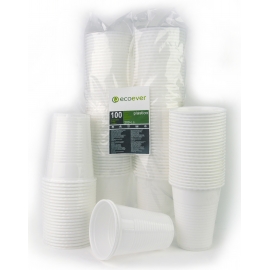 Vasos de plastico desechables, reutilizables, blancos para agua, cafe o todo tipo de bebidas, ecologico